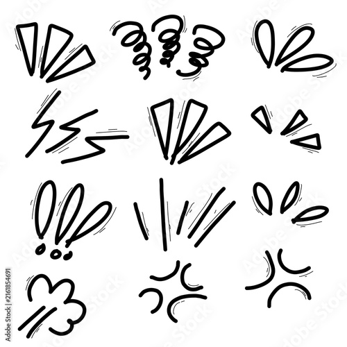Handdrawn Cartoon Doodle Elements Collection, Playful Sketch Icons and Decorative Graphic Symbols