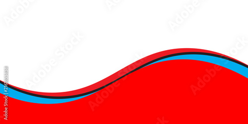 Abstract red black and cyan wave border background with white space