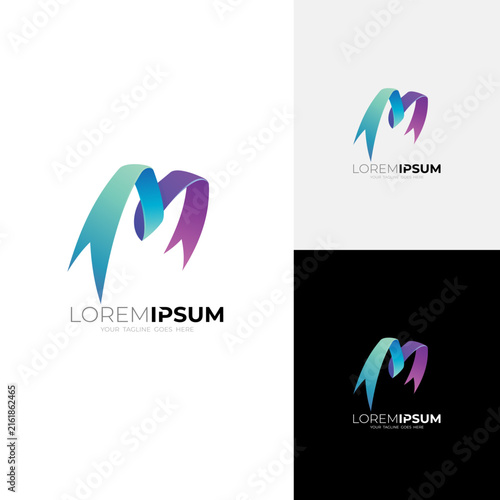 M logo, Letter M logo with 3d colorful design template, business logos