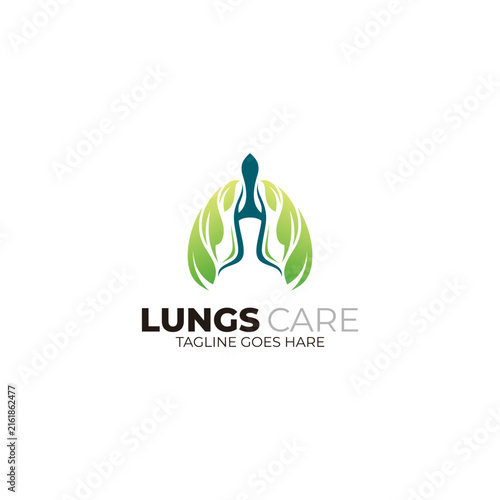 A combination of a lung logo and a leaf, merged into one. green color