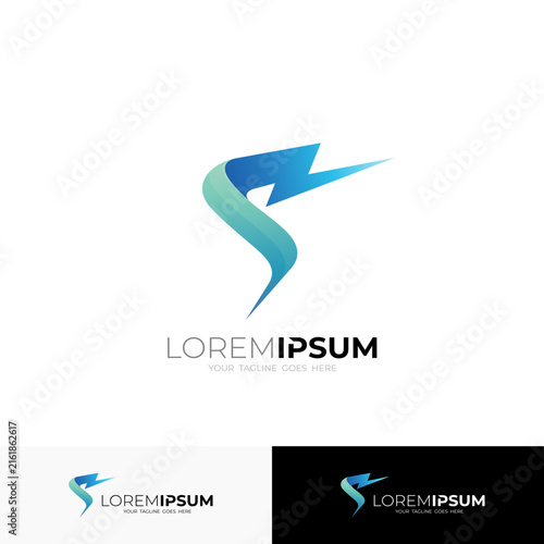 S logo and voltage design combination, letter S logo and 3d colorful design