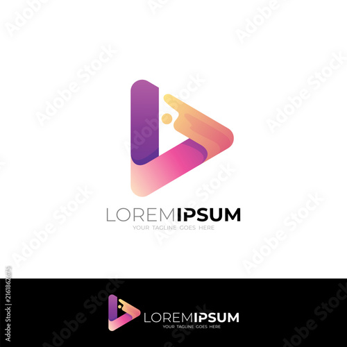play logo with water swoosh design combination, audio logo vector, triangle