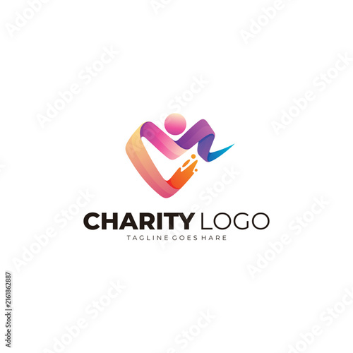 People care logo with love design template, 3d colorful design, charity logos