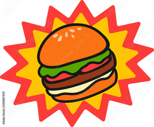 Tasty burger fast food Y2K groovy sticker or icon