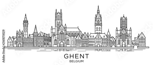 Outline Cityscape Skyline Landmark Buildings Architectural Illustration