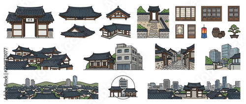 Traditional Asian Architecture Elements and Cityscapes