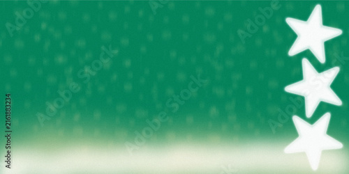 Fotografía Three white stars aligned vertically on a textured green background with bokeh e