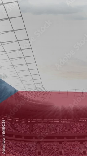 Animation of waving flag of czechoslovakia over sport stadium