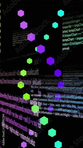 Animation of scientific data processing and dna strands spinning