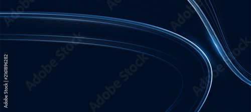 Abstract Blue Digital Technology Background with Futuristic Glowing Curves and Dynamic Light Waves