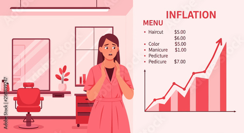 Worried Woman Salon Owner Faces Rising Inflation Costs.
