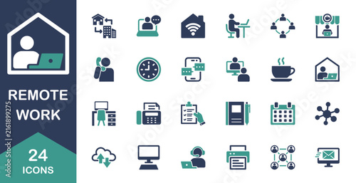 リモートワークや在宅勤務に関するアイコンセット