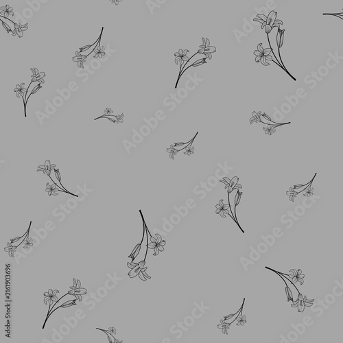 Minimalist Floral Line Art Seamless Pattern – Soft Grey Background - 2