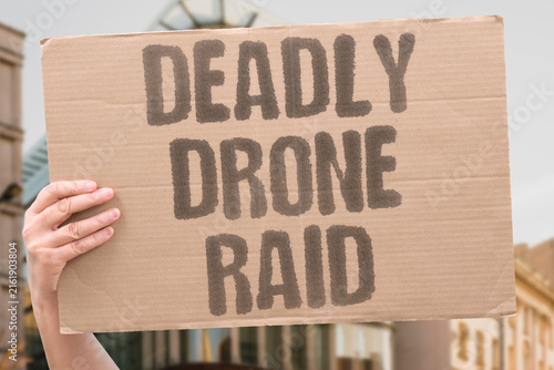 Obraz na plátne "deadly drone raid" The hostile unmanned mission leaves a trail of destruction and sorrow