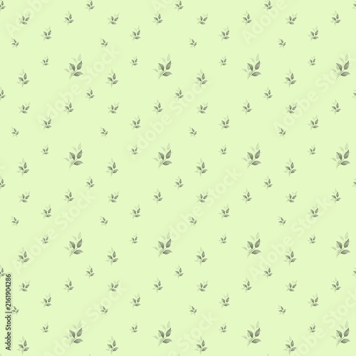Watercolor Delicate Grey-Green Leaves Seamless Pattern – Pale Mint Background
