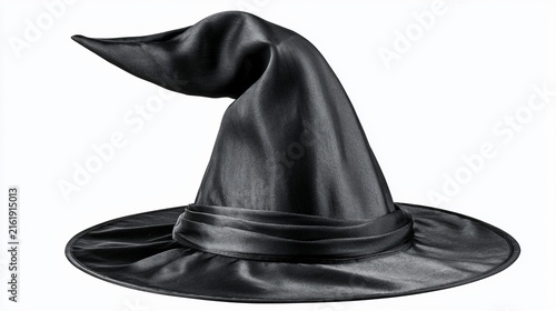 Black Witch Hat Accessory on White Background for Halloween Costume Ideas
