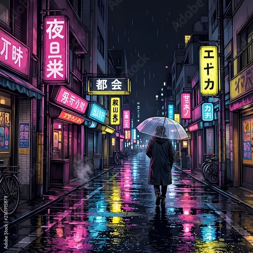 Retro Tokyo City Pop Rainy Night Neon Japanese Synthwave