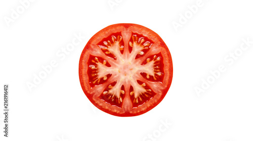 Single sliced tomato cross section isolated as PNG
