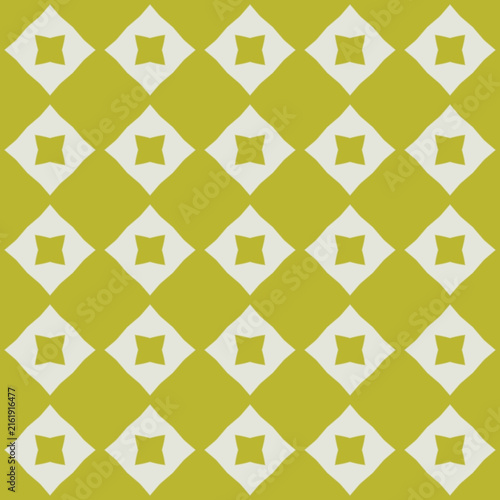 Seamless geometric pattern with diamond shapes in green and white