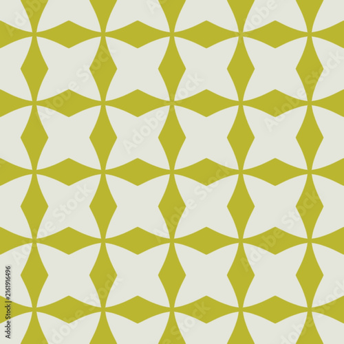 Seamless geometric pattern with green star shapes on white background
