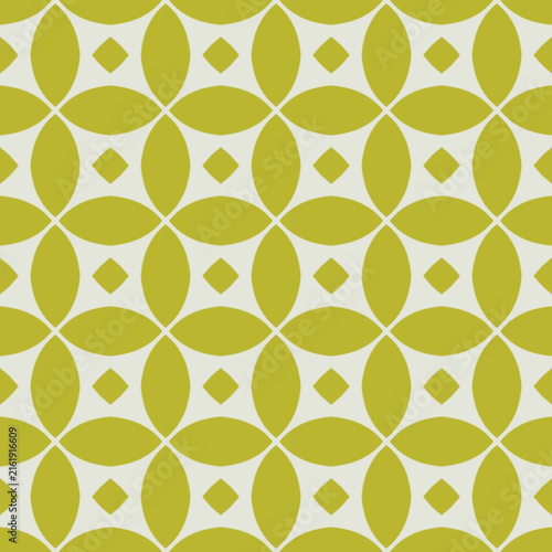 Seamless geometric pattern with green circular motifs