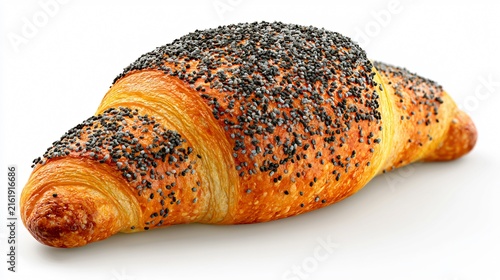 Golden Baked Pastry Turnover with Poppy Seeds, Delicious Freshly Baked Treat
