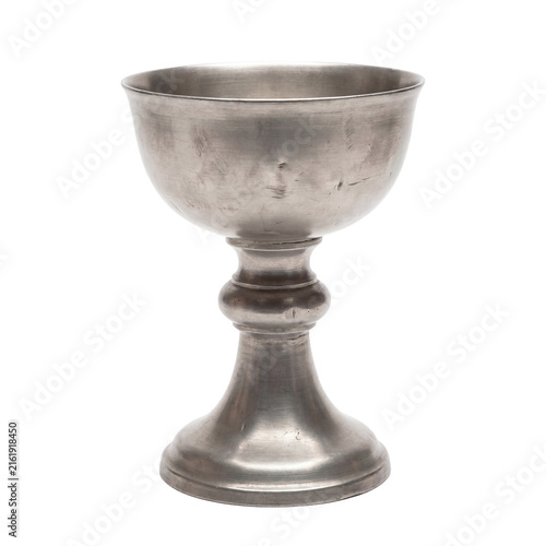 Принти на полотні Vintage silver metal chalice isolated on white