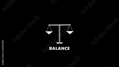 Minimal animated balance scale representing financial balance, accounting accuracy, fairness, budgeting and economic equilibrium.
