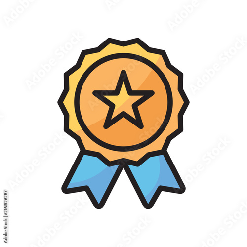 Award Medal Line Color Icon