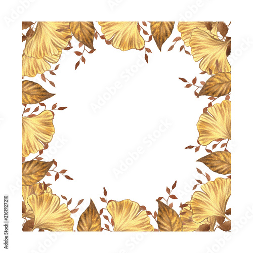 Golden Ginkgo Leaf Floral Frame