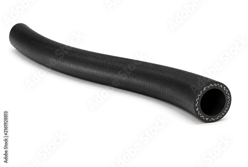 Flexible black rubber reinforced fuel hose for automotive fluid transfer