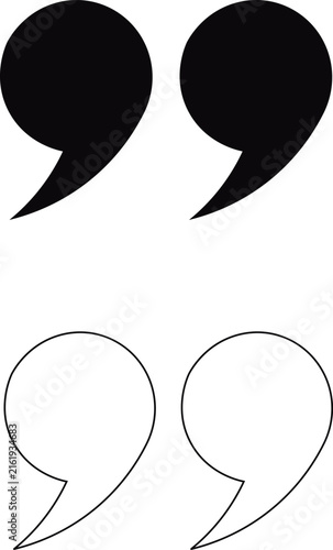 Black and outline quotation marks symbol set for design