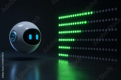 Floating AI orb validating glowing test sequences