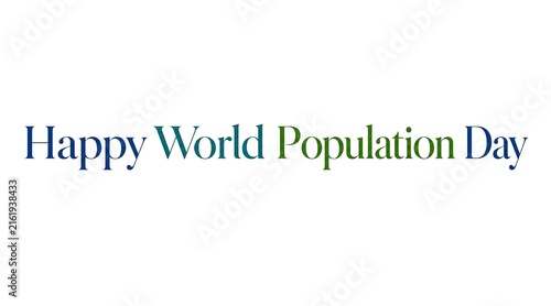Happy World Population Day Text in Gradient Blue and Green