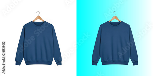 Konstfotografi Blue blank crewneck sweatshirt on hanger isolated on transparent background