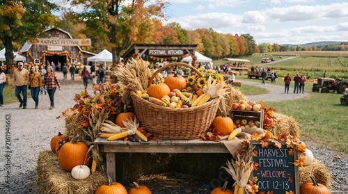 Traditional Indian Harvest Festival Basket With Fresh Fruits and Vegetables