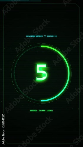 Digital Countdown 10 Seconds Timer with Neon Glow