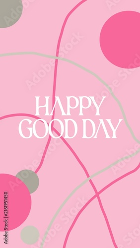 Foto a soft pink background with an abstract, playful design made up of curved lines and rounded shapes in shades of pink, gray, and beige