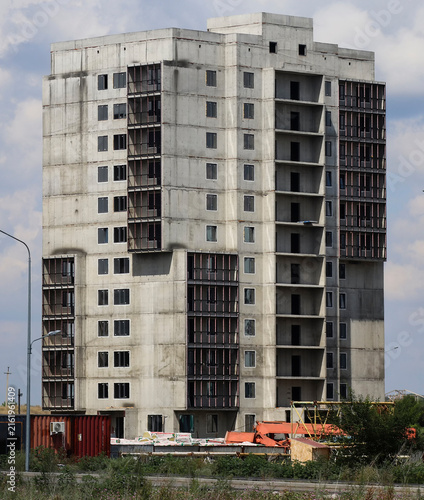 Reinforced concrete monolithic apartment building under construction. Ust-Kamenogorsk (Kazakhstan)