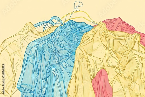 Donating clothes in continuous line art charity