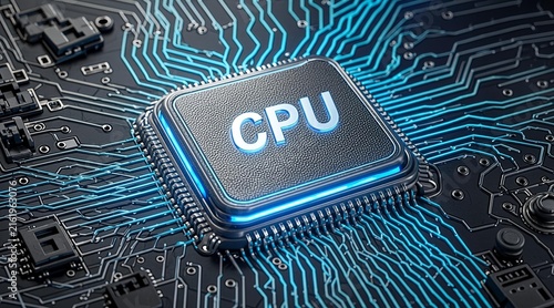 Central Processing Unit (CPU) Microchip on a Computer Circuit Board