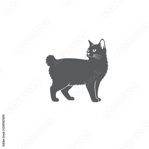 Fotografie American bobtail cat icon logo vector art silhouette illustration
