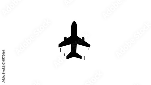 Airplane Flying Forward Motion Graphic Icon Animation Loop Isolated white Background Travel Aviation Video Asset Screen Overlay
