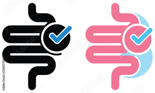 Quadro su tela healthy gut digestion icon with checkmark symbol, representing digestive wellnes