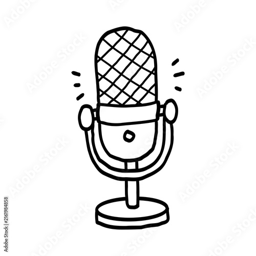 Handdrawn Illustration of a Vintage Microphone