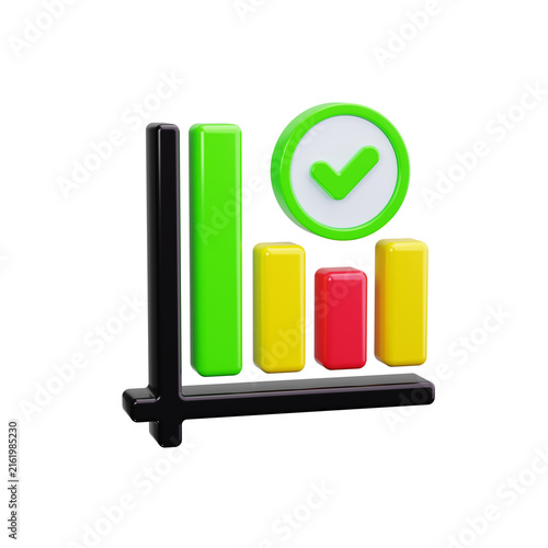 Bar Chart Increasing 3d render icons