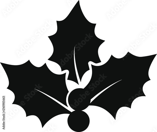 Foto Holly Leaves And Berries Black Silhouette Christmas Vector