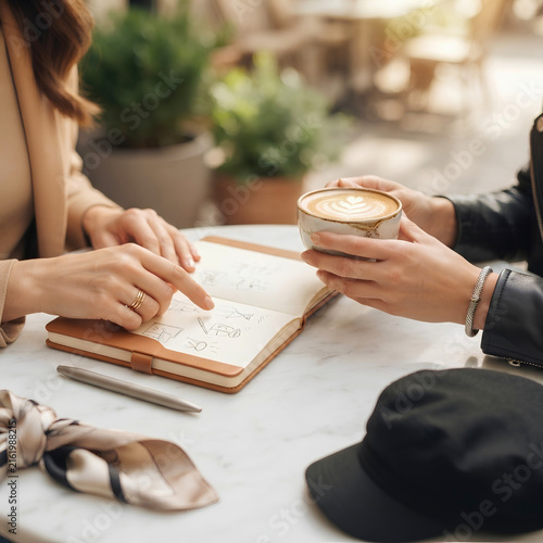 Women business partners having a casual meeting at a cafe