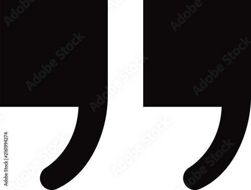 Black quotation marks icon symbol isolated on a white background