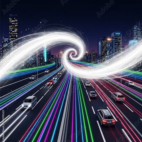 Neon Currents of the Urban Spiral